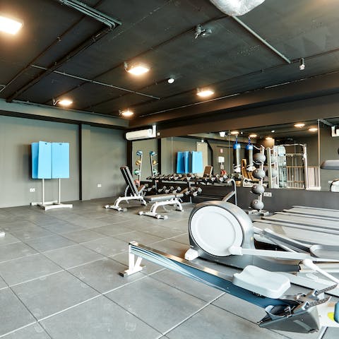 Head to the on-site fitness centre for a morning workout 