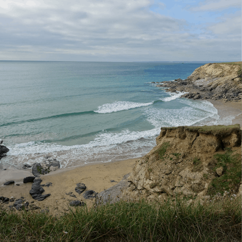 Jump in the car and take a tour of the coast – Gunwalloe Church Cove Beach is a thirty-minute drive away