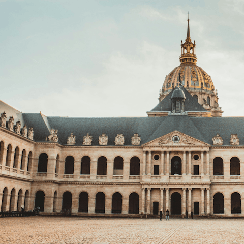 Marvel at Hôtel des Invalides’ golden dome, a short walk away