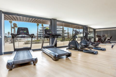 Keep up with your fitness routine in the communal gym