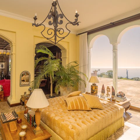 Take in the view from the comfort of this opulent seating area