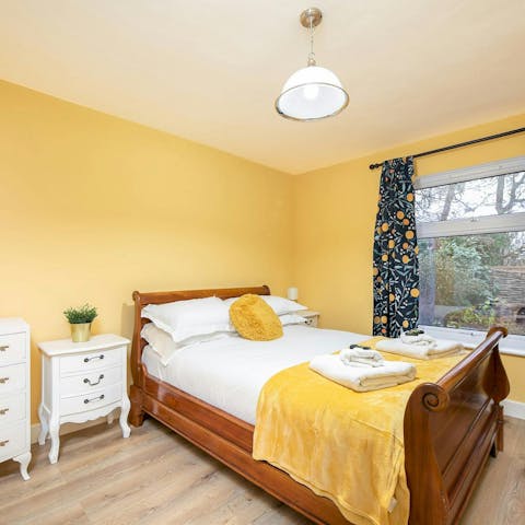 Enjoy an afternoon snooze in the lemon-yellow bedroom