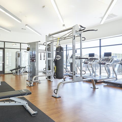 Work out in the bright, on-site gym
