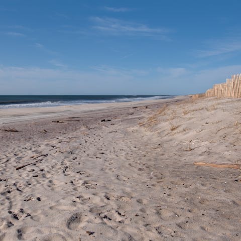 Drive to the white sand of Westhampton beach, just a few minutes away