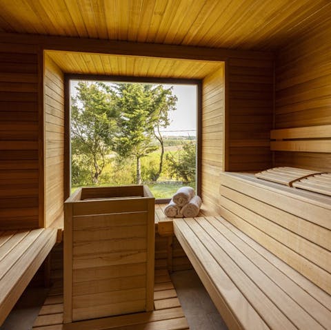 Feel a wonderful sense of wellbeing after a session in the sauna