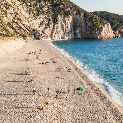 Make the short walk to Agios Ioannis beach, 700 metres away
