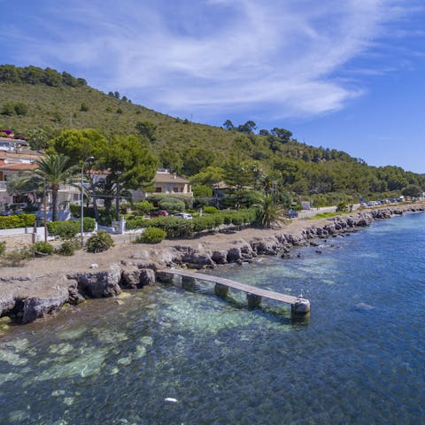 Stay right by the water, and wander down to the swim platform