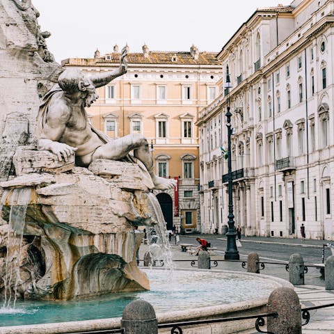 Choose a café in which to enjoy an espresso as you people watch in Piazza Navona, a five-minute walk away