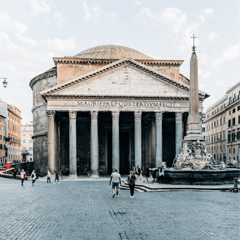 Visit the historic Pantheon, a ten-minute stroll from your door