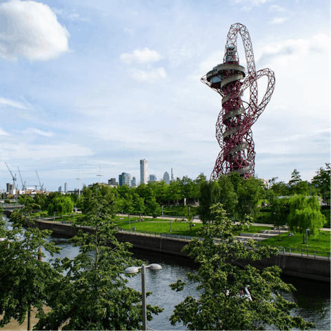 Go for a stroll around the neighbouring Olympic Park and spot the sporting landmarks