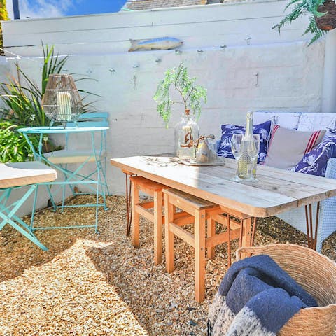 Start your day with a cuppa on the cute terrace