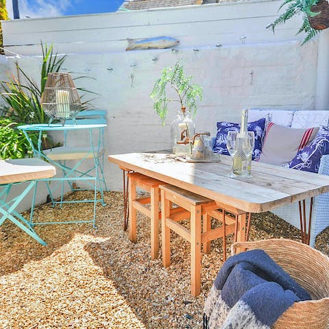 Start your day with a cuppa on the cute terrace