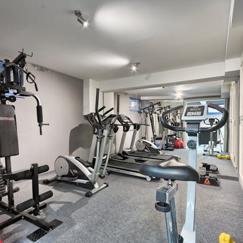 Work up a sweat in the fully equipped home gym
