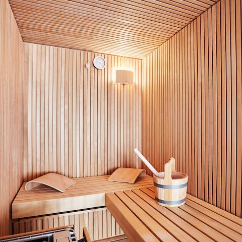 Soothe any tired muscles in the cosy on-site sauna