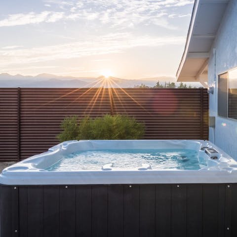 Stargaze while relaxing in the private hot tub