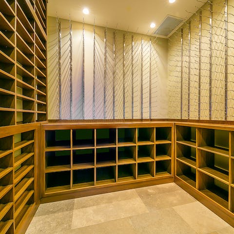 Store all your favourite blends in the climate-controlled wine cellar