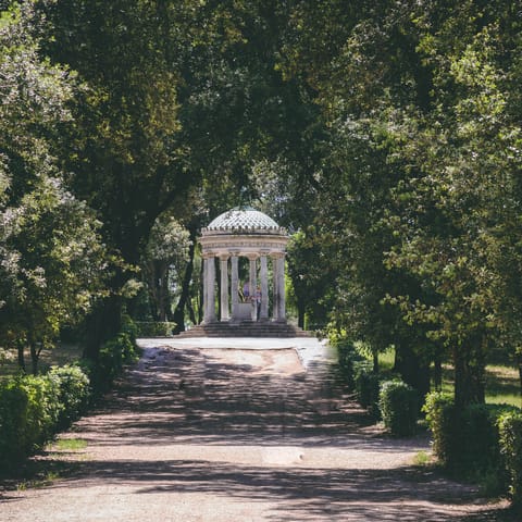 Visit Villa Borghese and its magnificent gardens, a three-minute stroll from your door