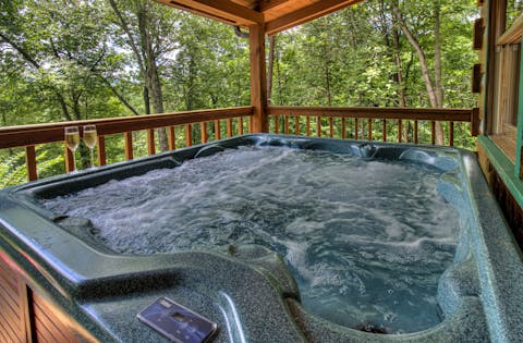 Soak in the private hot tub after a day hiking the local trails