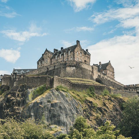 Stroll through Princes Gardens and reach Edinburgh Castle in fifteen minutes
