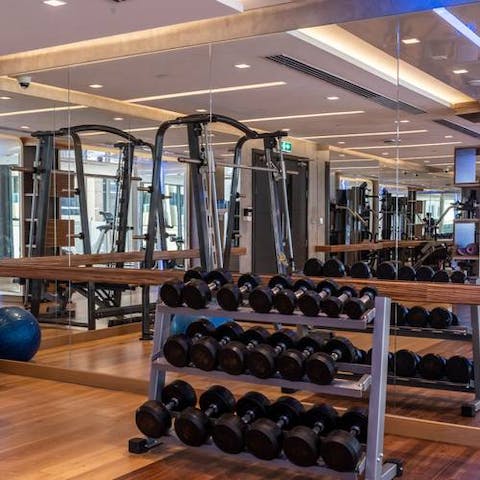 Head to the building's gym for a workout session