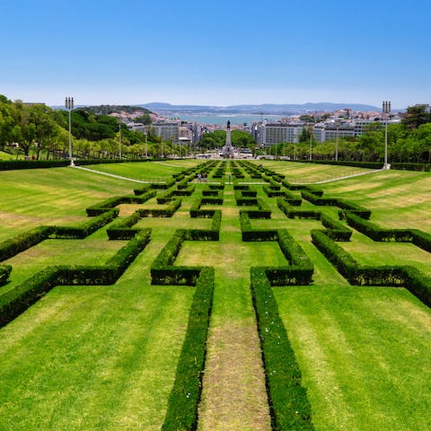 Appreciate the views from Parque Eduardo VII – only a fifteen minute walk away