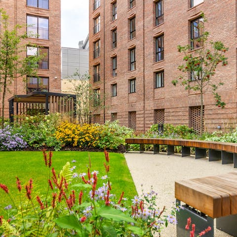 Get some fresh air in the communal courtyard