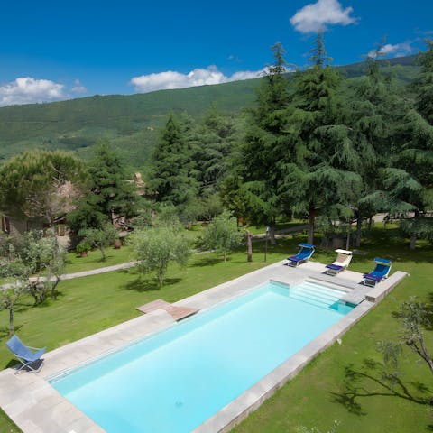 Make morning laps of the private pool part of the new routine