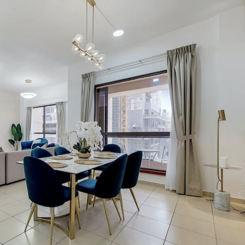 Share light meals together in the elegant dining room