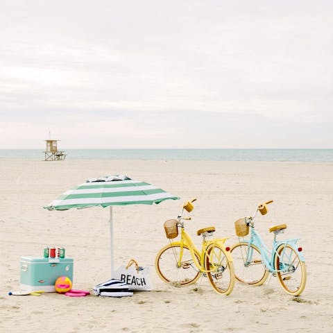 Cycle five minutes to the beach and spend the day enjoying the surf