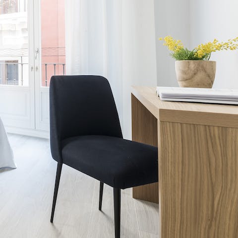 Catch up on any work you may have outstanding at the dedicated desk