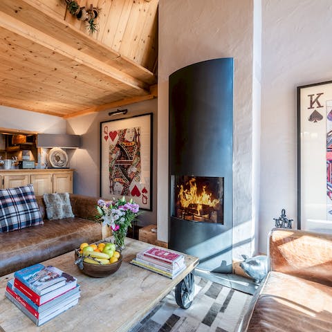 Snuggle up on the sofa in front of your toasty wood burner after a day on the slopes