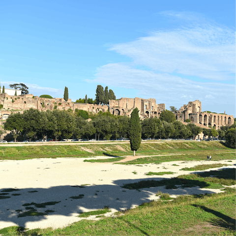 Visit the historic Circus Maximus just across the Tiber River
