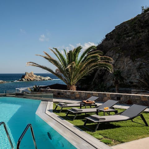 Soak up the Mediterranean sun as you relax back in the sunlounger by the pool