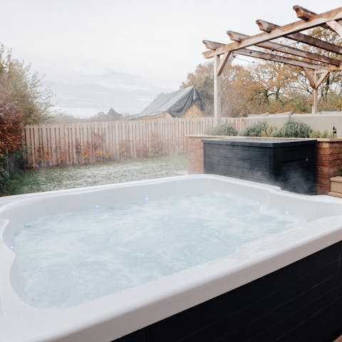 Get the hot tub bubbling and unwind after a day in the hills