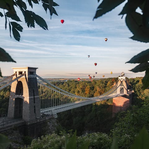 Stroll across the iconic Clifton Suspension Bridge, thirty minutes away on foot