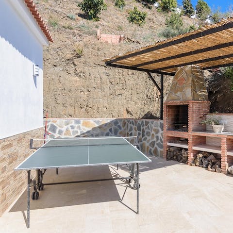 Show off your serves on the outdoor ping pong table