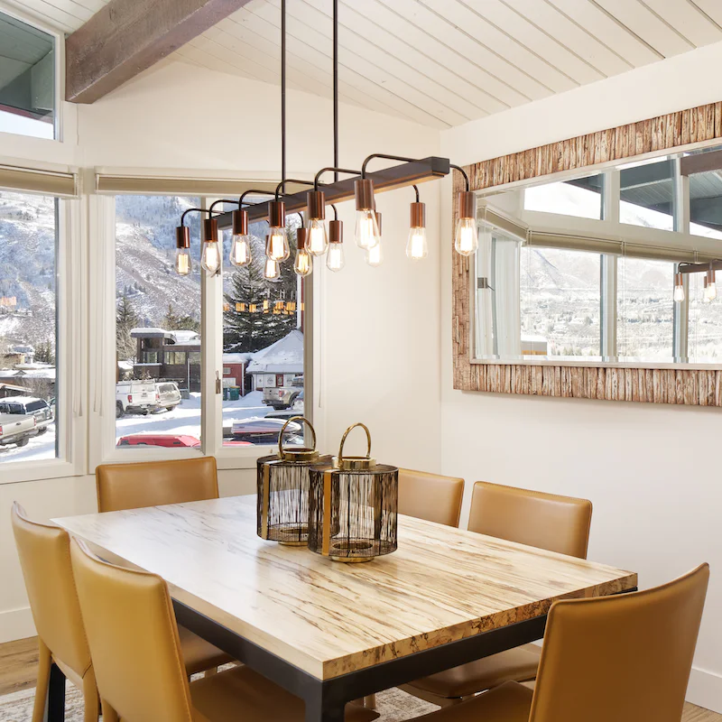 Serve up dinners in the chic dining area
