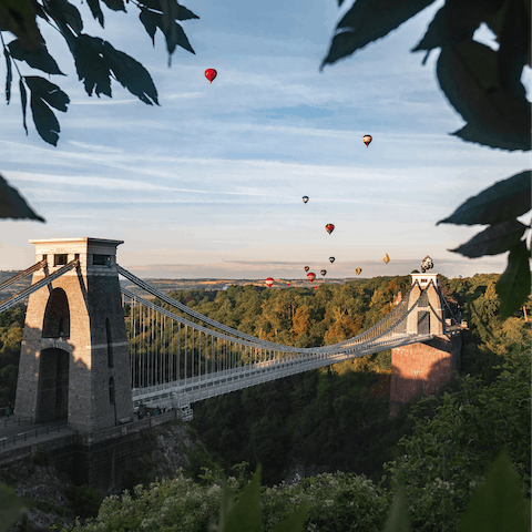 Visit the iconic Clifton Suspension Bridge, thirty minutes away on foot