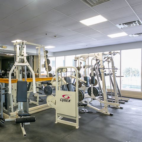 Keep up with your workout routine in the on-site gym