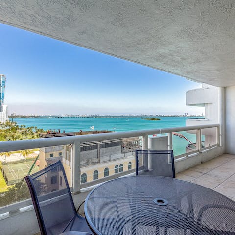 Enjoy views out over Biscayne Bay from the balcony