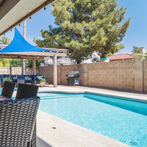 Cool off in the private swimming pool