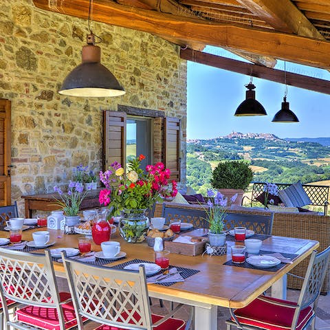 Enjoy alfresco dinners with incredible views of the surrounding hilltop towns