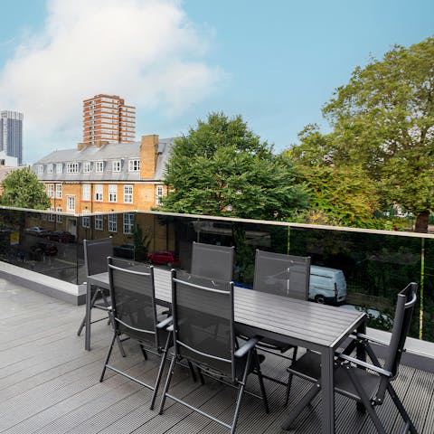 Enjoy a morning coffee on the private balcony