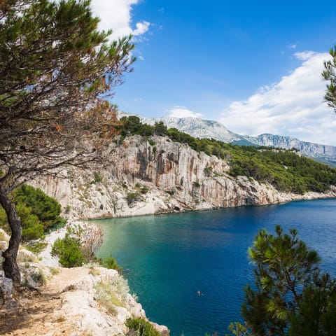 Drive down to the Makarska Riviera in half an hour for azure seas