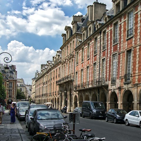 Soak up the atmosphere of Place des Vosges, Paris' oldest square – it's a few steps away