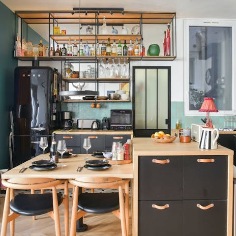 Whip up a French feast in the chic kitchen