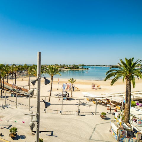 Feel the sand between your toes at Platja de Muro, right across the street from the apartment