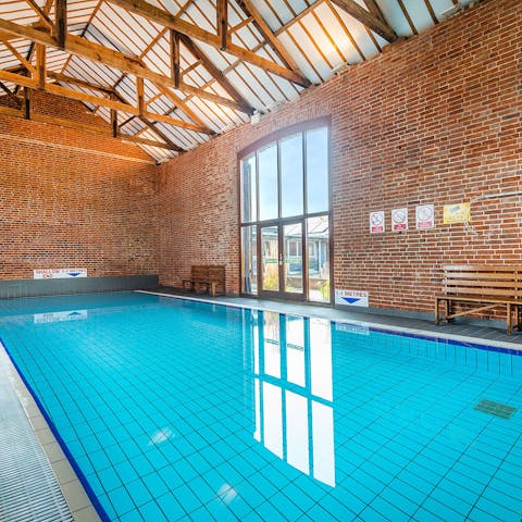 Go for a dip in the indoor swimming pool, which is housed in a stunning barn