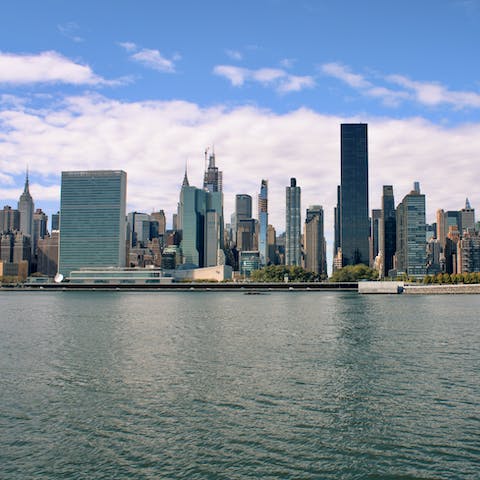 Take in the iconic New York skyline from across the water