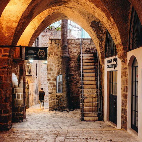 Explore the winding alleyways of Old Jaffa, right on your doorstep